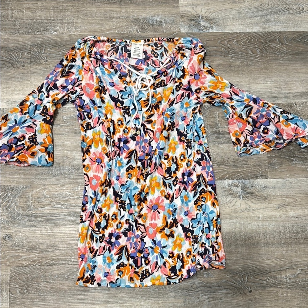 Anne Cole Floral Multicolor Women's Top beach cover sz xs s